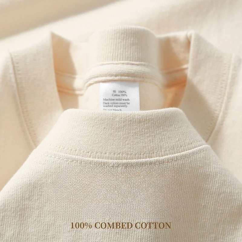 Summer Light Purple 425 grams Men T Shirt Heavy Cotton Short-sleeved T-shirt Loose Men's and Women's Casual Half-sleeves Tee