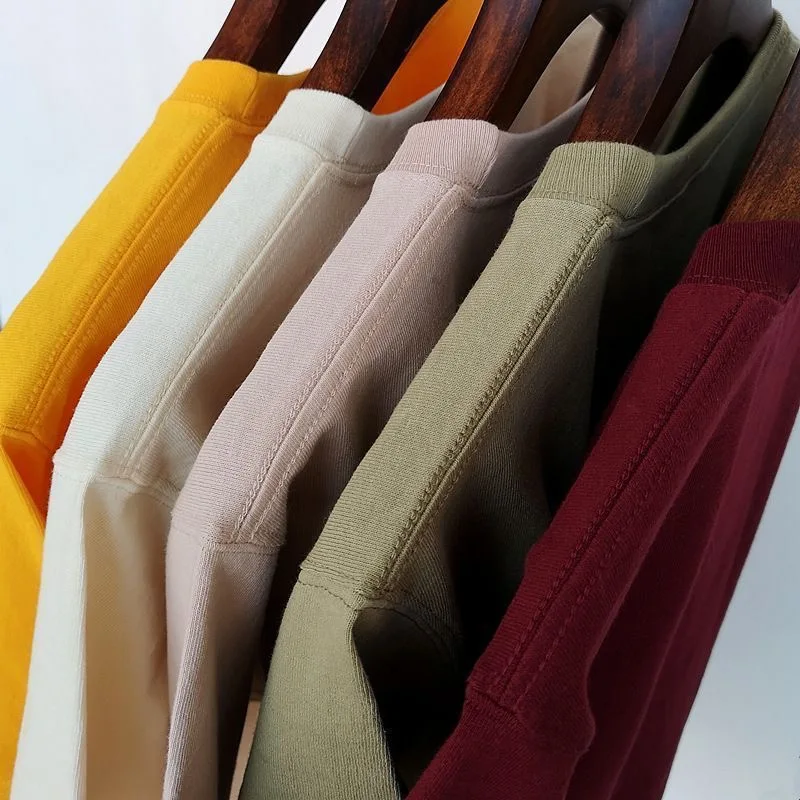 Summer Light Purple 425 grams Men T Shirt Heavy Cotton Short-sleeved T-shirt Loose Men's and Women's Casual Half-sleeves Tee