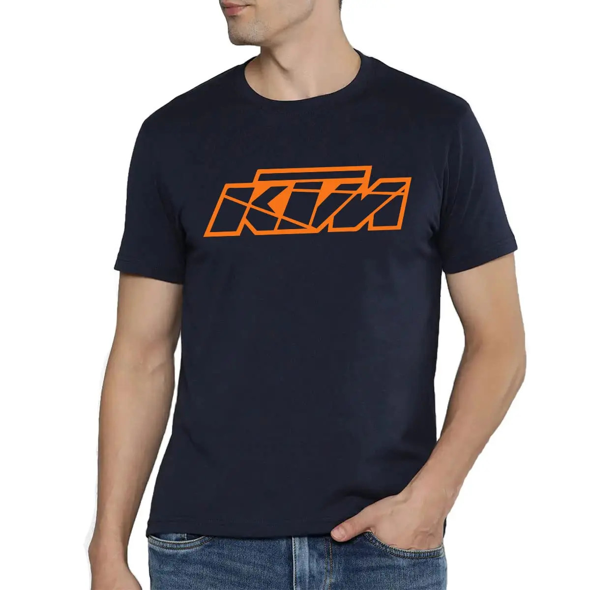 KTM Racing Men's T-shirt, Motorcycle Fan Short-Sleeve Summer Casual Breathable Pure Cotton T-shirt
