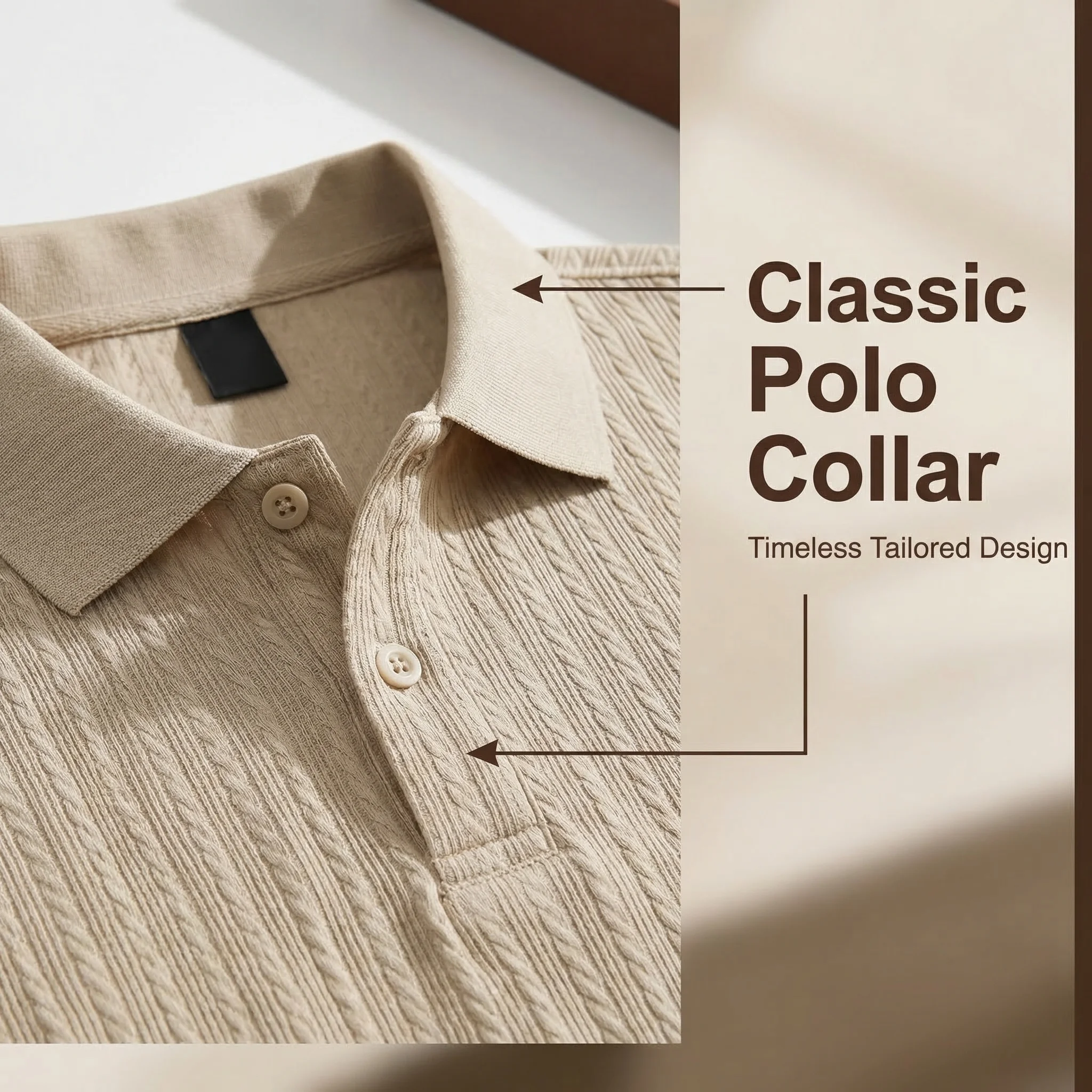 Men's knitted textured simple short-sleeve polo shirt, casual golf business top, suitable for summer daily wear