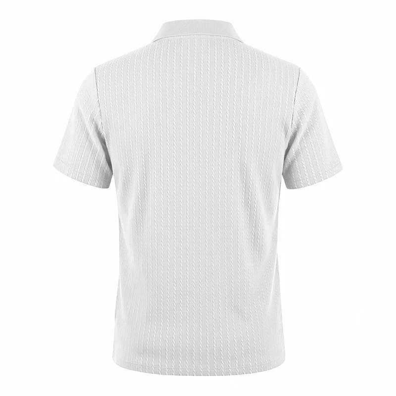 Men's knitted textured simple short-sleeve polo shirt, casual golf business top, suitable for summer daily wear
