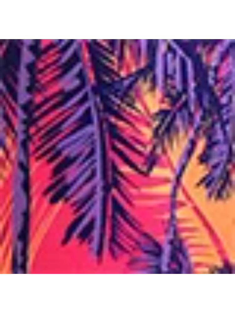 Vibrant Pink Purple Yellow Palm Tree Print Men's Suit 2 Piece Slim Fit Blazer Pants for Beach Wedding