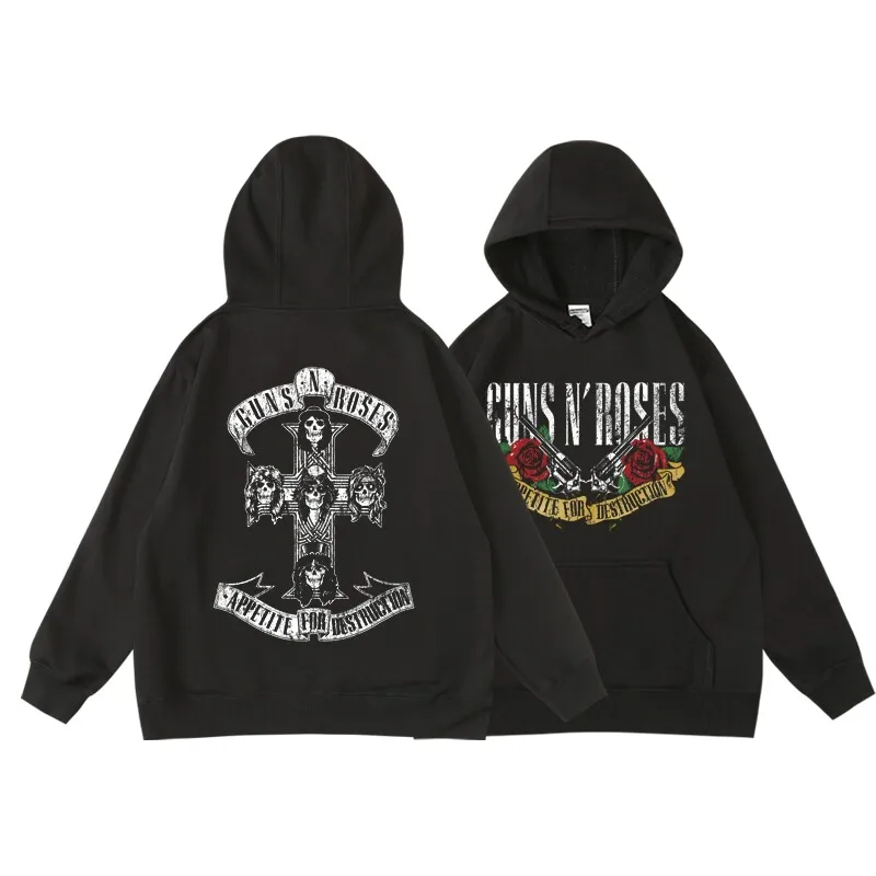 New Guns N' Roses Men's Winter/autumn Pullover Hooded Sweatshirt for Men - Rock Music Roses Band