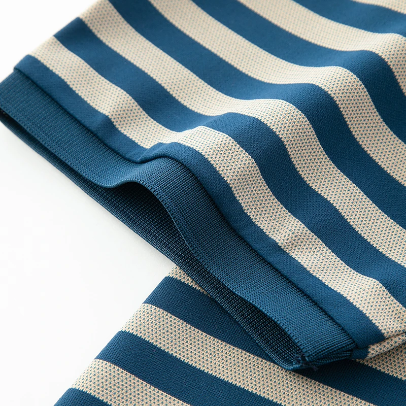Spring New Men's Collar Polo Shirt Striped Cool Breathable T-shirt Base Shirt