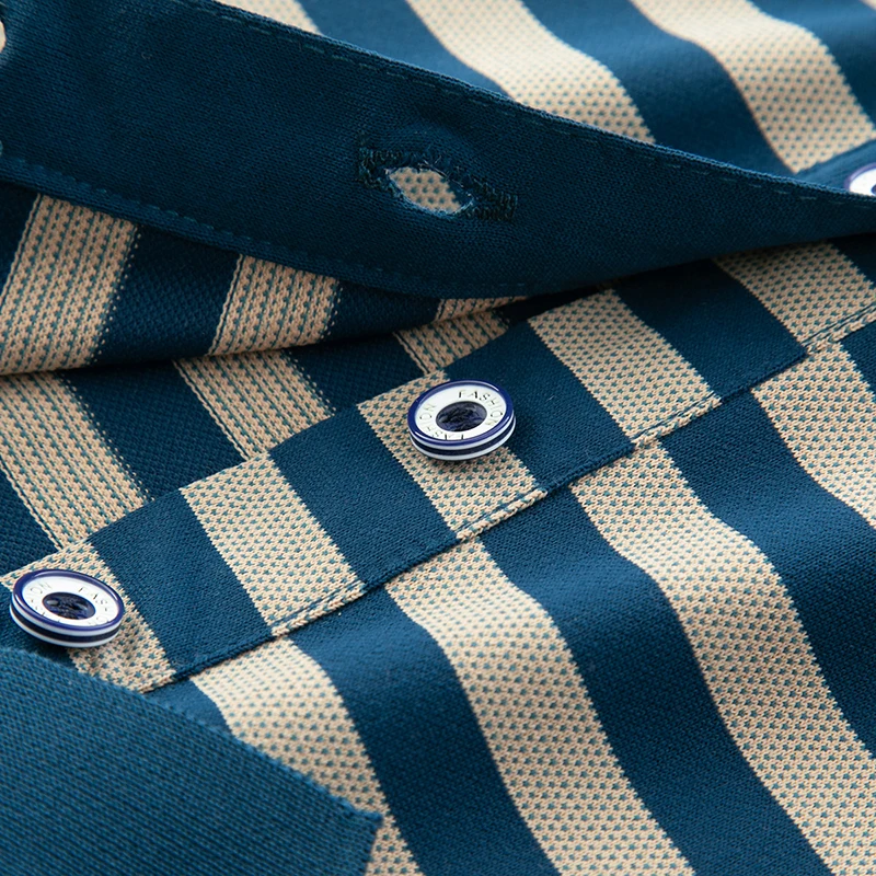 Spring New Men's Collar Polo Shirt Striped Cool Breathable T-shirt Base Shirt