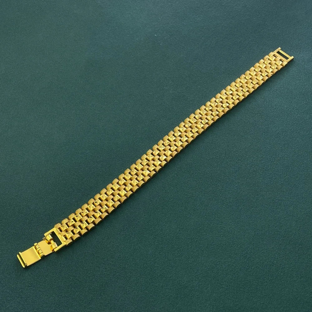 Gold Plated Wide Cuban Link Bracelet for Men, Heavy Duty Multi Row Chain Bracelet, Hip Hop Jewelry Gift