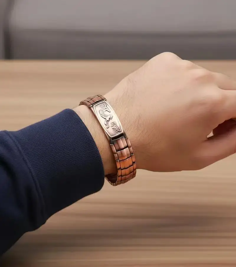 Magnetic Bracelet for Men Adjustable Sizing Tool Eagle Pattern Magnetic Field Therapy Jewelry Gift with Tuner Included
