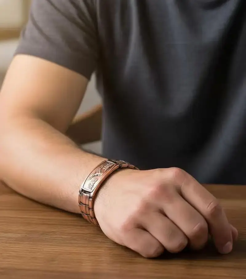 Magnetic Bracelet for Men Adjustable Sizing Tool Eagle Pattern Magnetic Field Therapy Jewelry Gift with Tuner Included