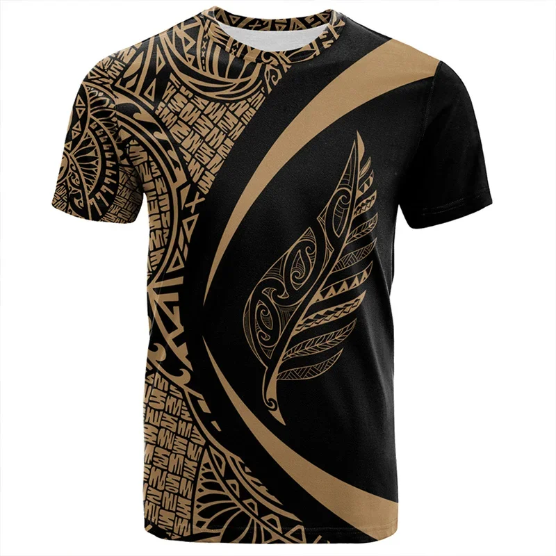 New Zealand Men's 3D Printed Rugby T-shirt, Hawaii Summit, Summer Casual Sports and Fitness Short Sleeved Loose Fitting Clothing