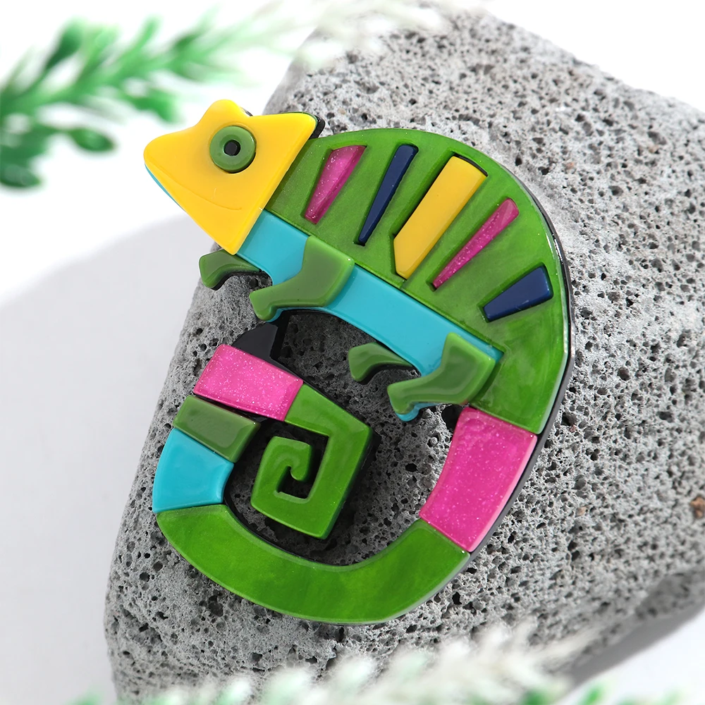 Creative Original Animal Chameleon Badge Brooches for Women Unisex Colorful Lizard Brooch Pins Clothing Bag Accessory