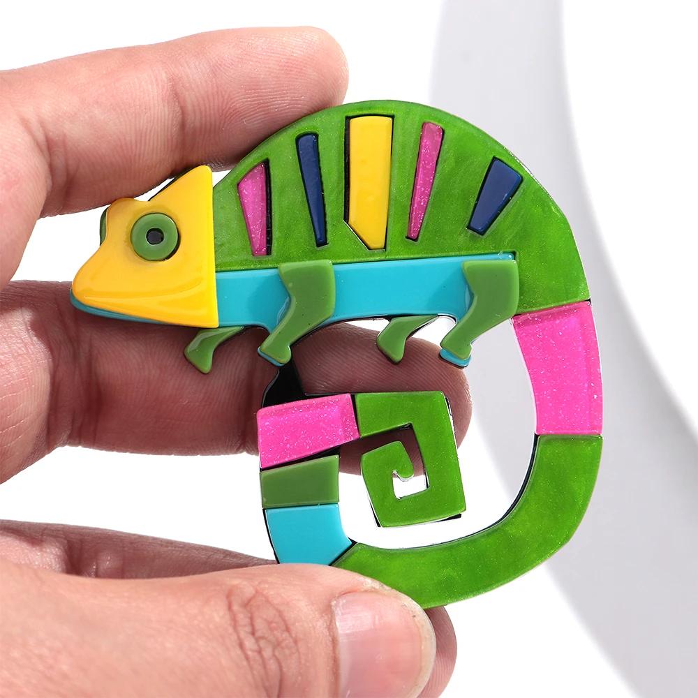 Creative Original Animal Chameleon Badge Brooches for Women Unisex Colorful Lizard Brooch Pins Clothing Bag Accessory