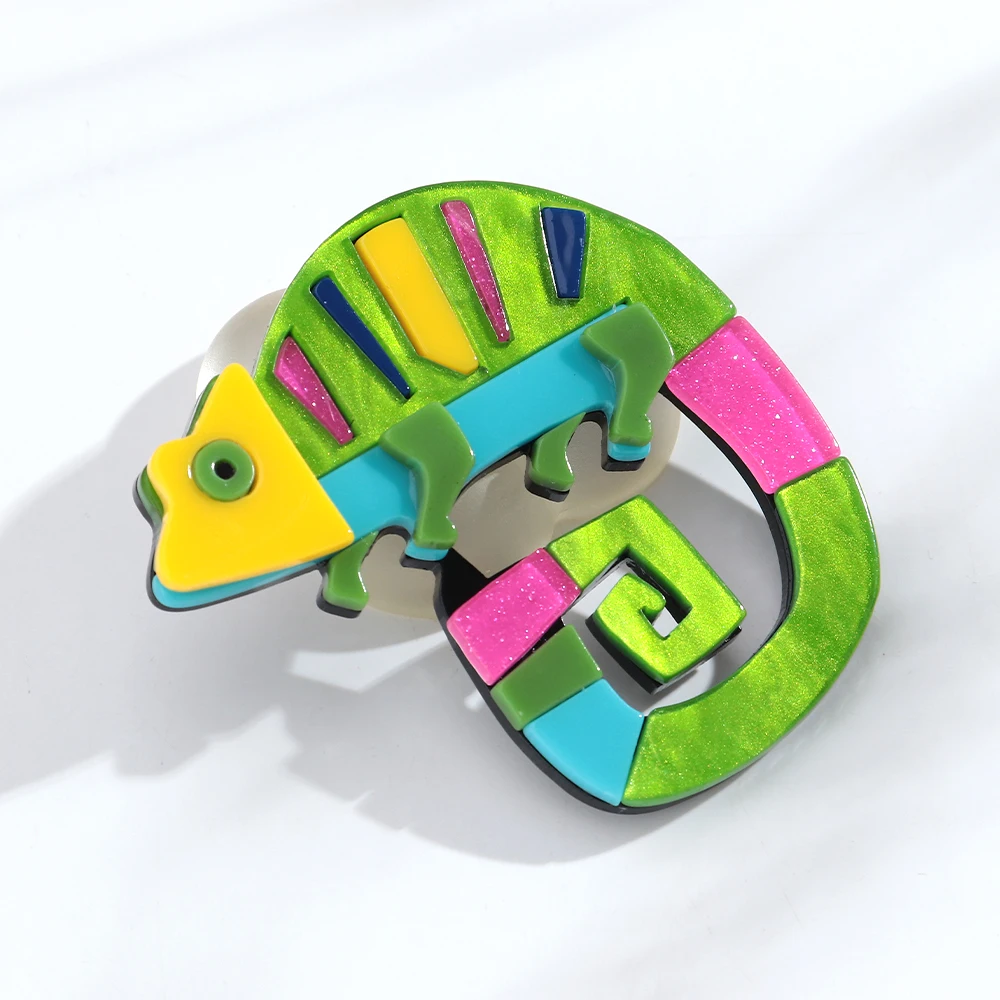 Creative Original Animal Chameleon Badge Brooches for Women Unisex Colorful Lizard Brooch Pins Clothing Bag Accessory