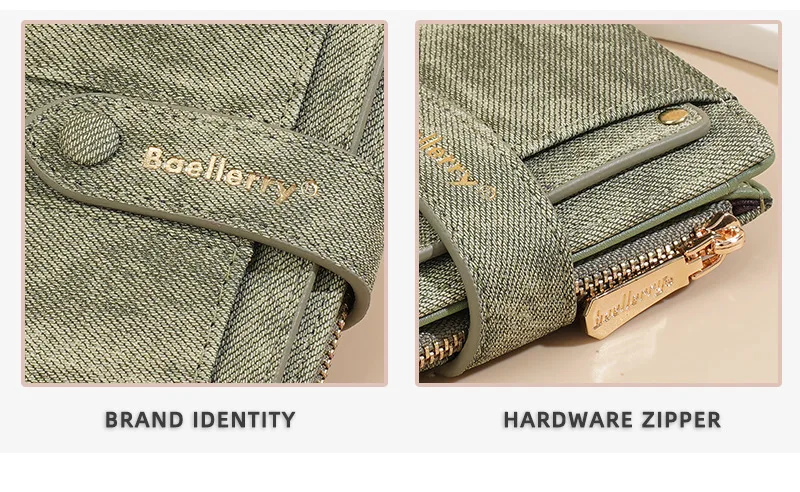 Baellerry Canvas Ladies Wallet Large Capacity Card Holder Photo Bank Storage Bag for Credit Cards Driver's License