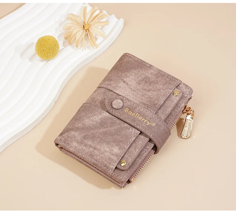 Baellerry Canvas Ladies Wallet Large Capacity Card Holder Photo Bank Storage Bag for Credit Cards Driver's License