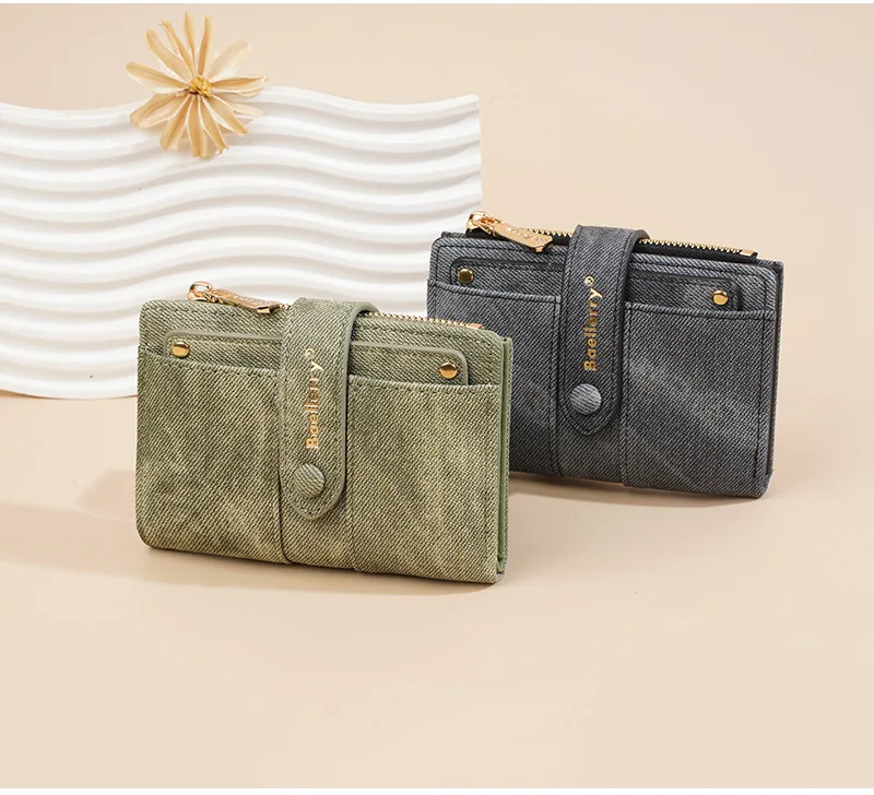 Baellerry Canvas Ladies Wallet Large Capacity Card Holder Photo Bank Storage Bag for Credit Cards Driver's License