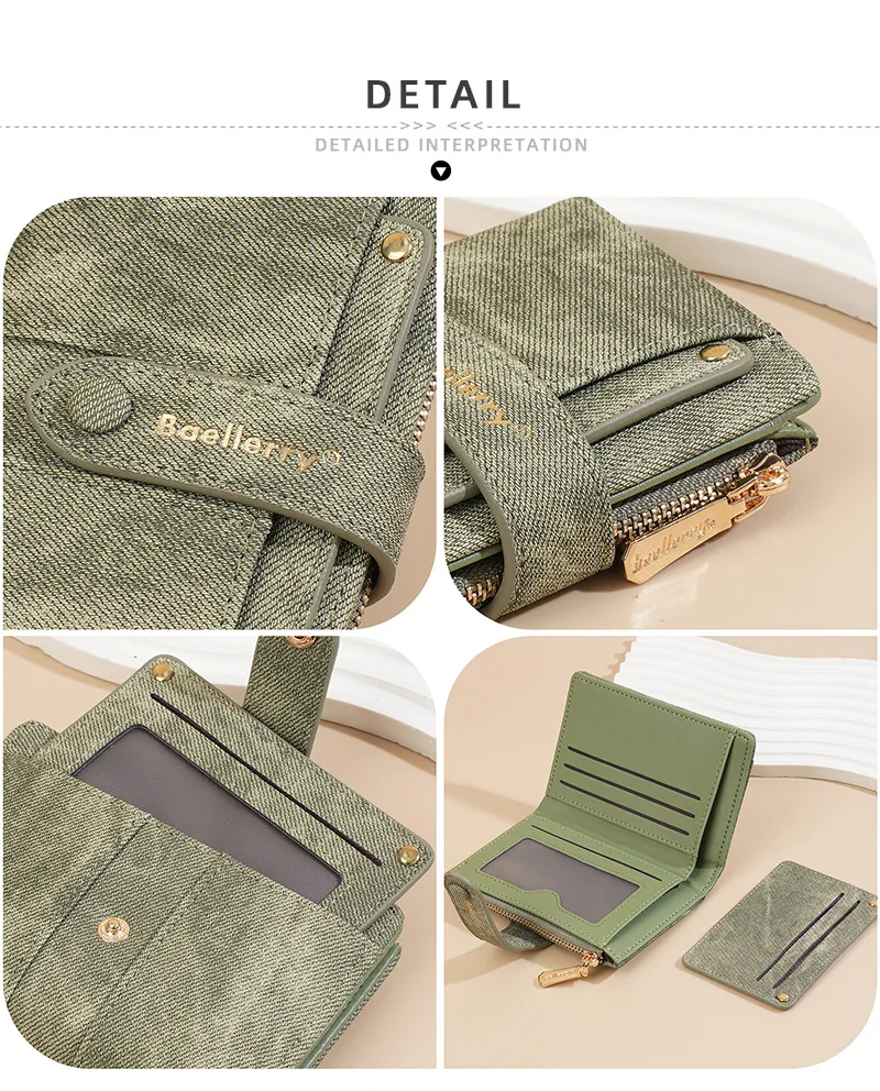 Baellerry Canvas Ladies Wallet Large Capacity Card Holder Photo Bank Storage Bag for Credit Cards Driver's License