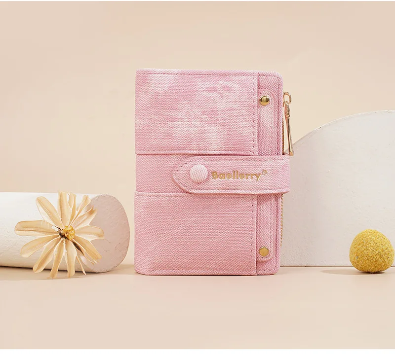 Baellerry Canvas Ladies Wallet Large Capacity Card Holder Photo Bank Storage Bag for Credit Cards Driver's License