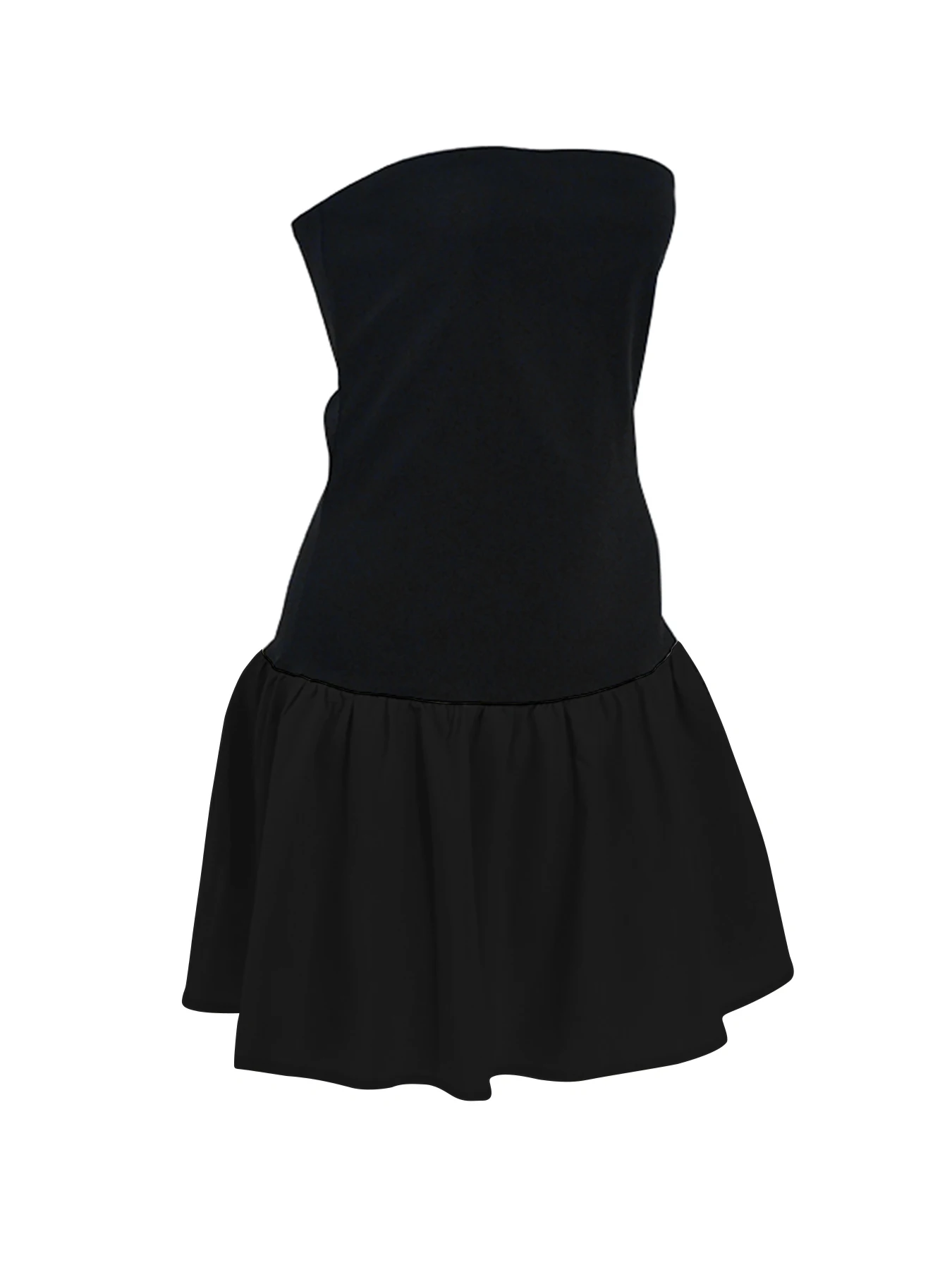 Summer New Women A-Line Dresses Strapless Slim Fit Off Shoulder Fashion Black Sexy Patchwork Casual Party Lady Dresses Clothing
