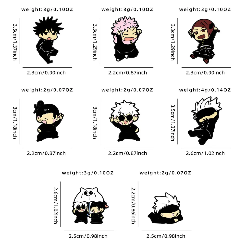 8pcs Anime Brooch Set Cute Cartoon Itadori Yuji & Gojo Satoru Design Alloy Metal Bag Badges Pins for Collectibles