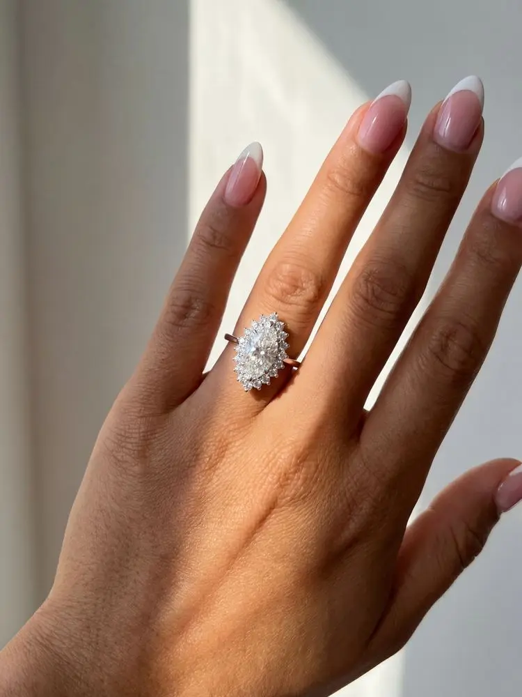 925 Sterling Silver Simplicity Marquise Surround Zircon Ring For Women Engagement Wedding Luxury High Quality Fine Jewelry