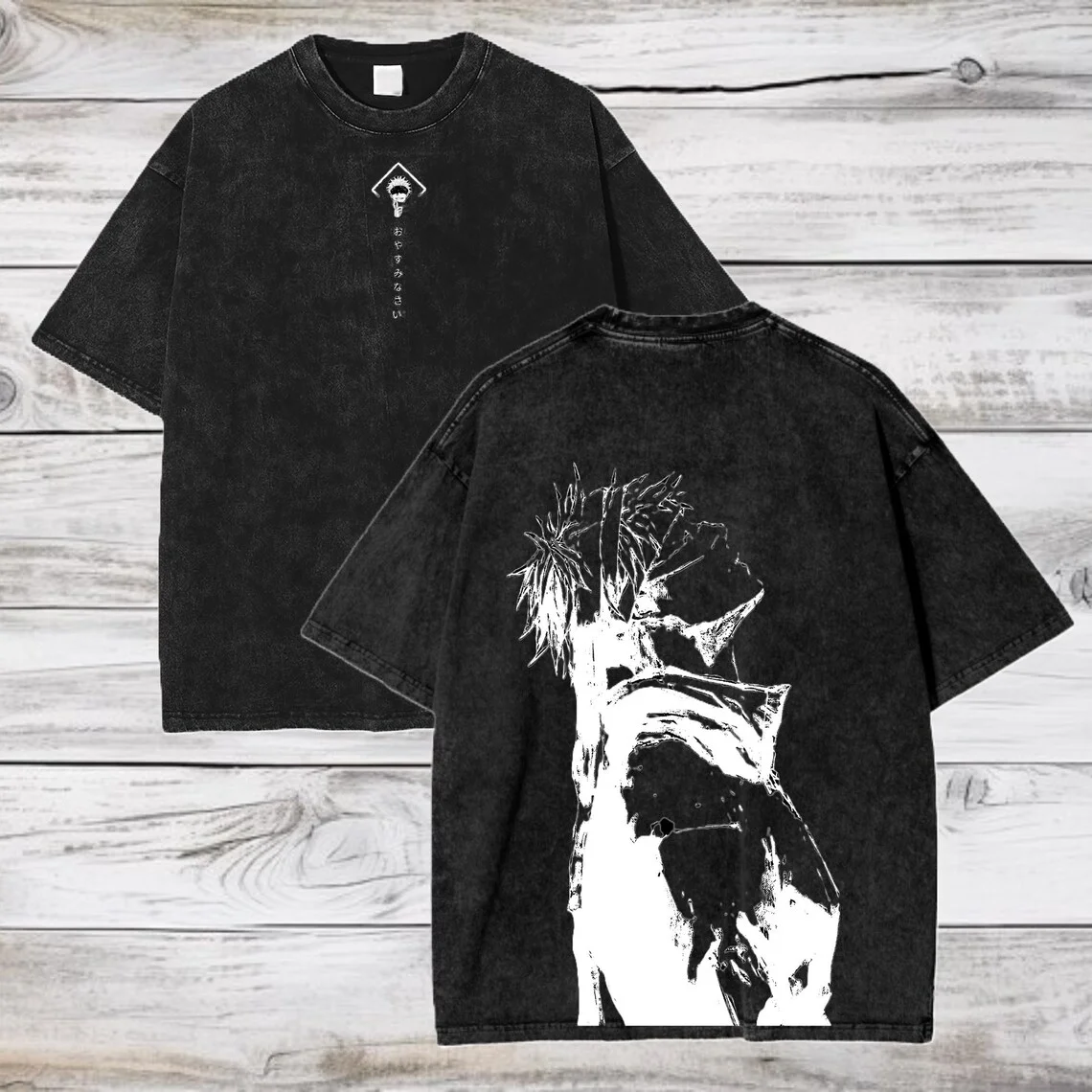 2026 Gojo Satoru Jujutsu Kaisen Anime Printed T-shirt Men's and Women's Washed T-shirt High Quality Vintage Cotton T-shirt Tops
