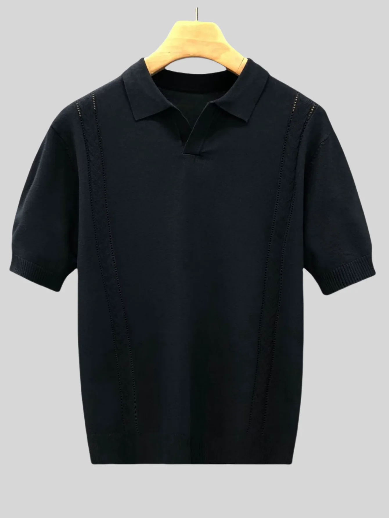 LVLAEA Wholesale Men Summer T-shirt Thin Knitted Ice Silk Short Sleeve 2025 New Youth Luxury Style Lapel Short-sleeved POLO Shir