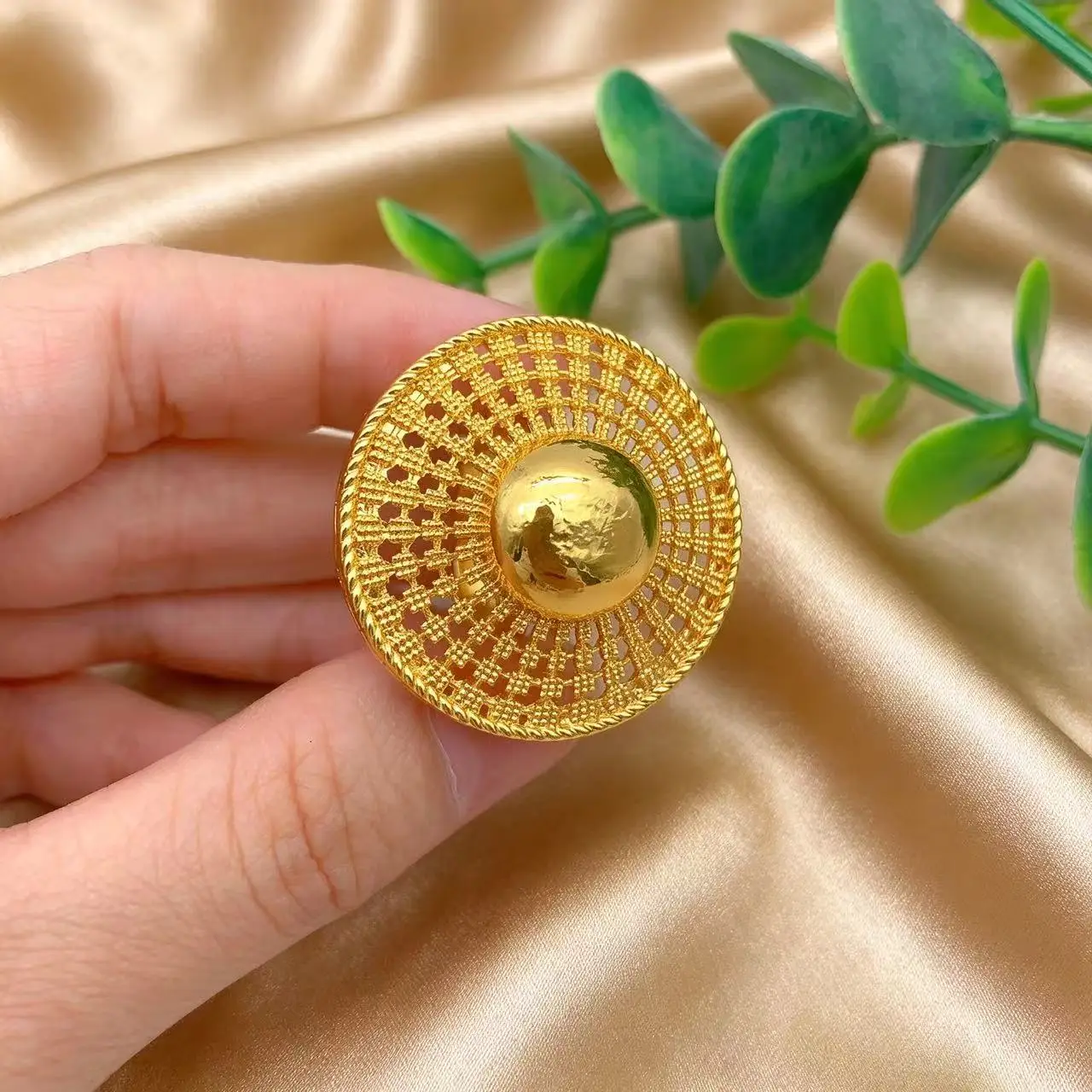 Ethiopian 24k Plated Gold 6PCS Jewelry Set For Woman's African Indian Big Pendant Necklace Wedding Engagement Gifts