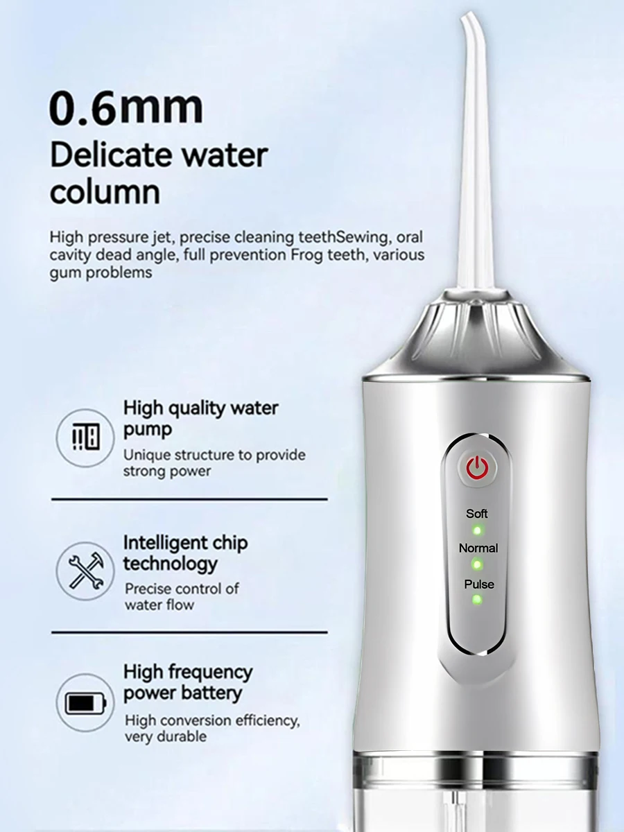 Portable Oral Irrigator USB Rechargeable Water Flosser, Dental Teeth Cleaning Tool for Plaque Removal & Teeth Whitening