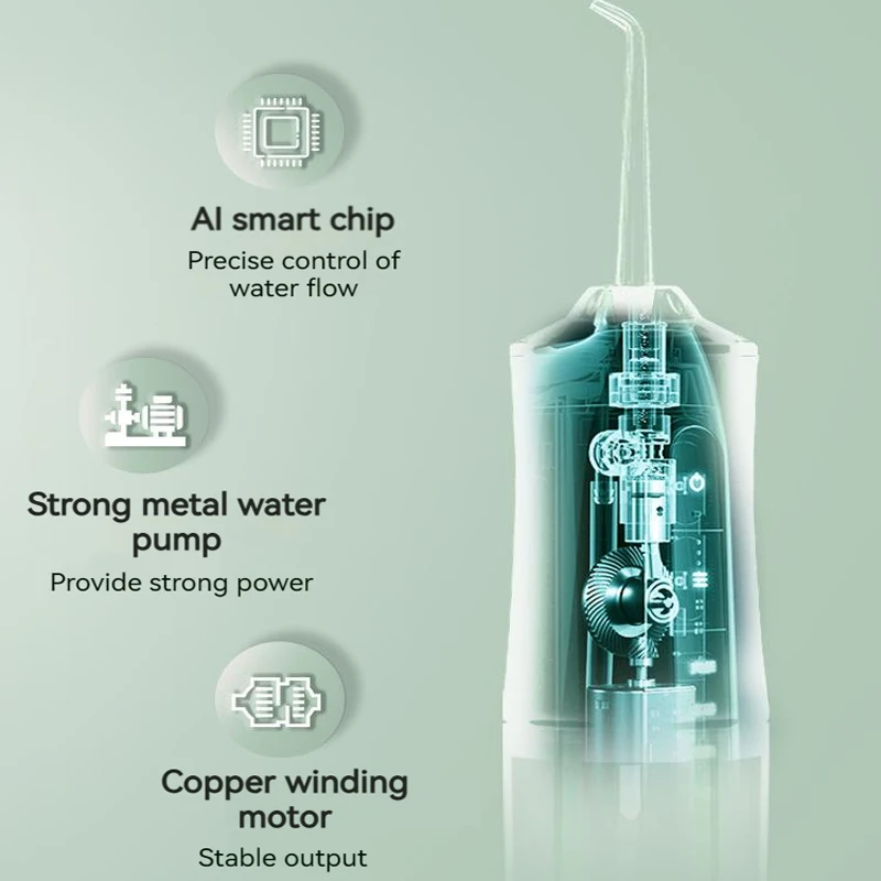 Portable Oral Irrigator USB Rechargeable Water Flosser, Dental Teeth Cleaning Tool for Plaque Removal & Teeth Whitening