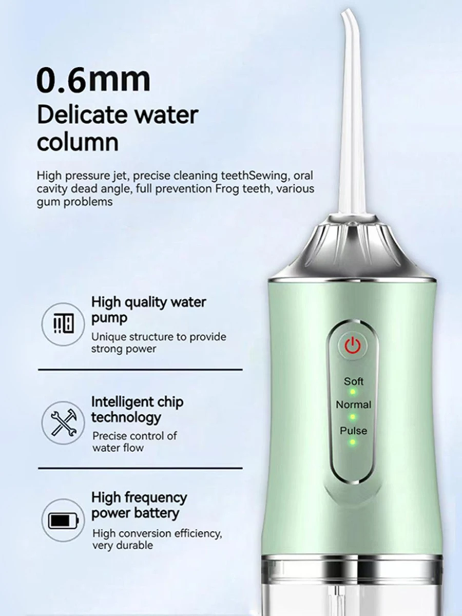Portable Oral Irrigator USB Rechargeable Water Flosser, Dental Teeth Cleaning Tool for Plaque Removal & Teeth Whitening