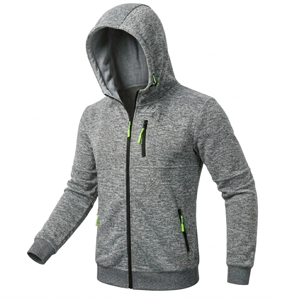 New Zipper Casual Hoodies for Men Outdoor Zip Up Sweatshirts Luxury Work Hoodie Men Fitness Sport Gym Man Fashion Jacket Coats