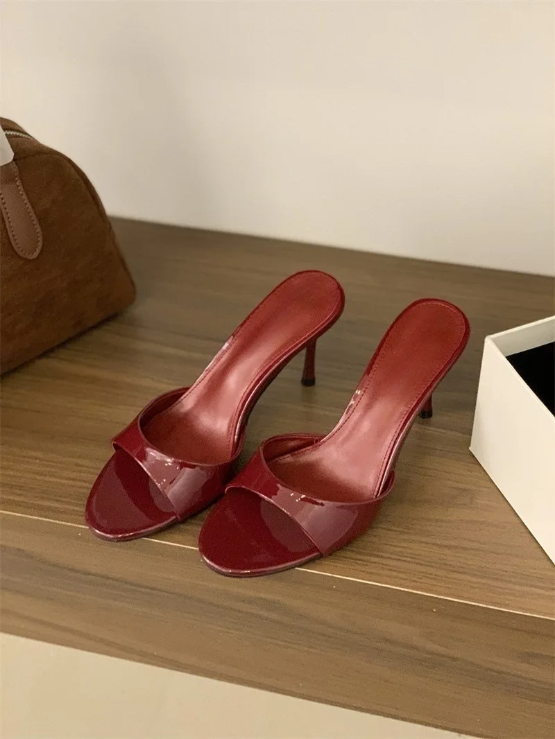 Designer Summer Fashion Open Toe Women Slipper Slip On Elegant Thin Heel Dress Pumps Ladies Stripper Banquet Sandals Zapatillas