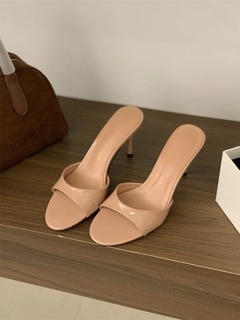 Designer Summer Fashion Open Toe Women Slipper Slip On Elegant Thin Heel Dress Pumps Ladies Stripper Banquet Sandals Zapatillas
