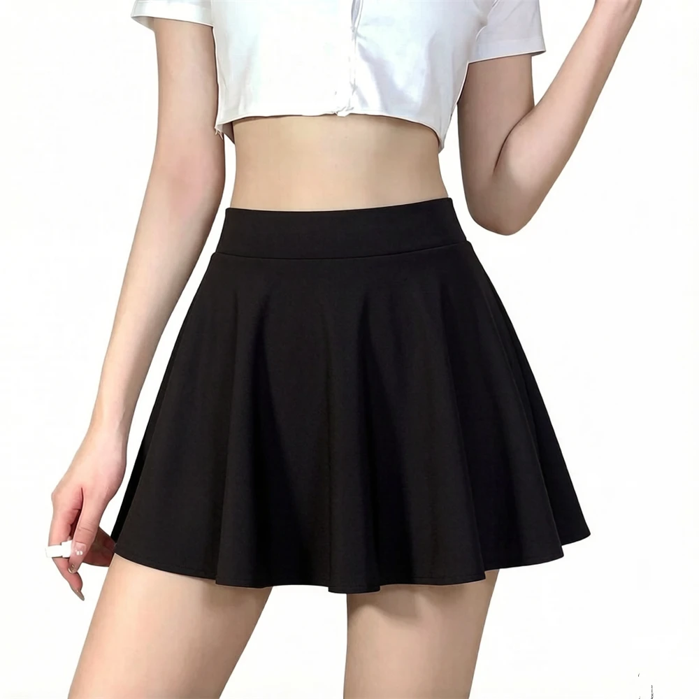 Summer Women's Skirts Fashion Sexy Mini Elastic Pleated Sun Skirts For School Girl Uniform Korean Black High Waist Tennis Skirts