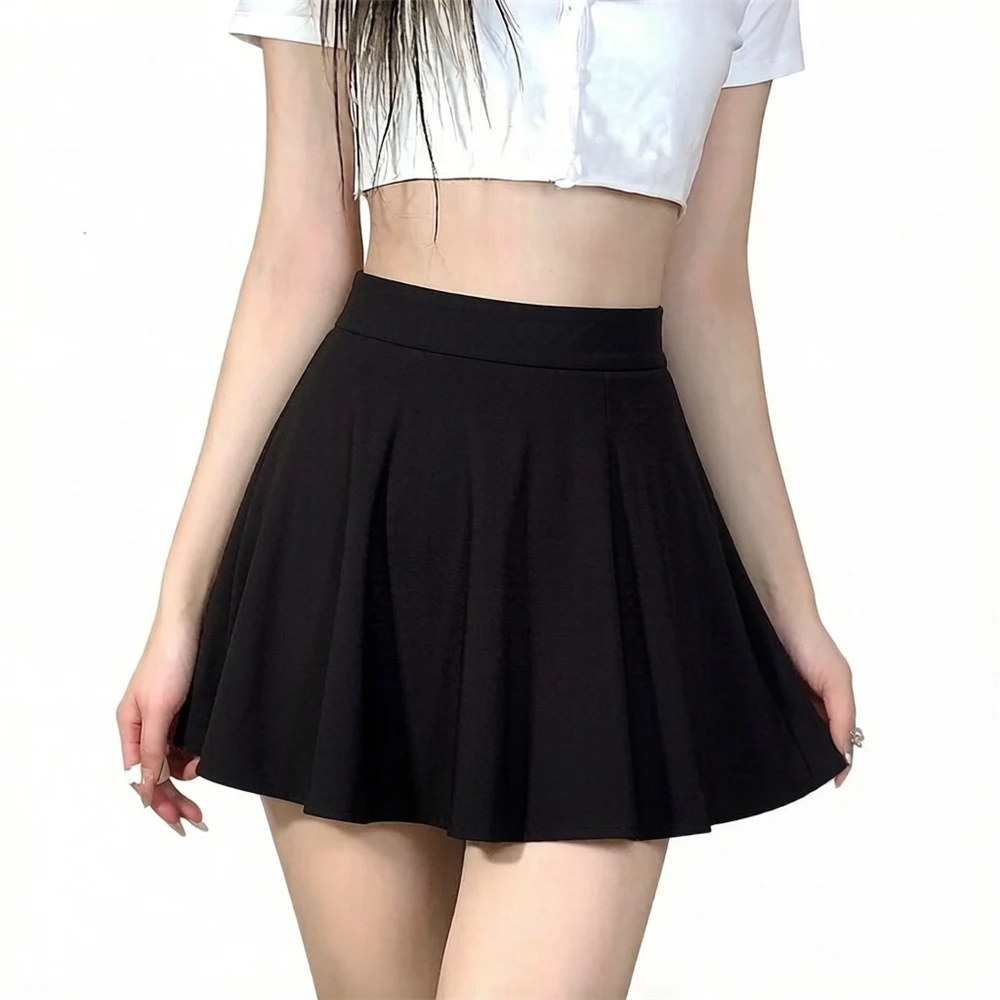 Summer Women's Skirts Fashion Sexy Mini Elastic Pleated Sun Skirts For School Girl Uniform Korean Black High Waist Tennis Skirts