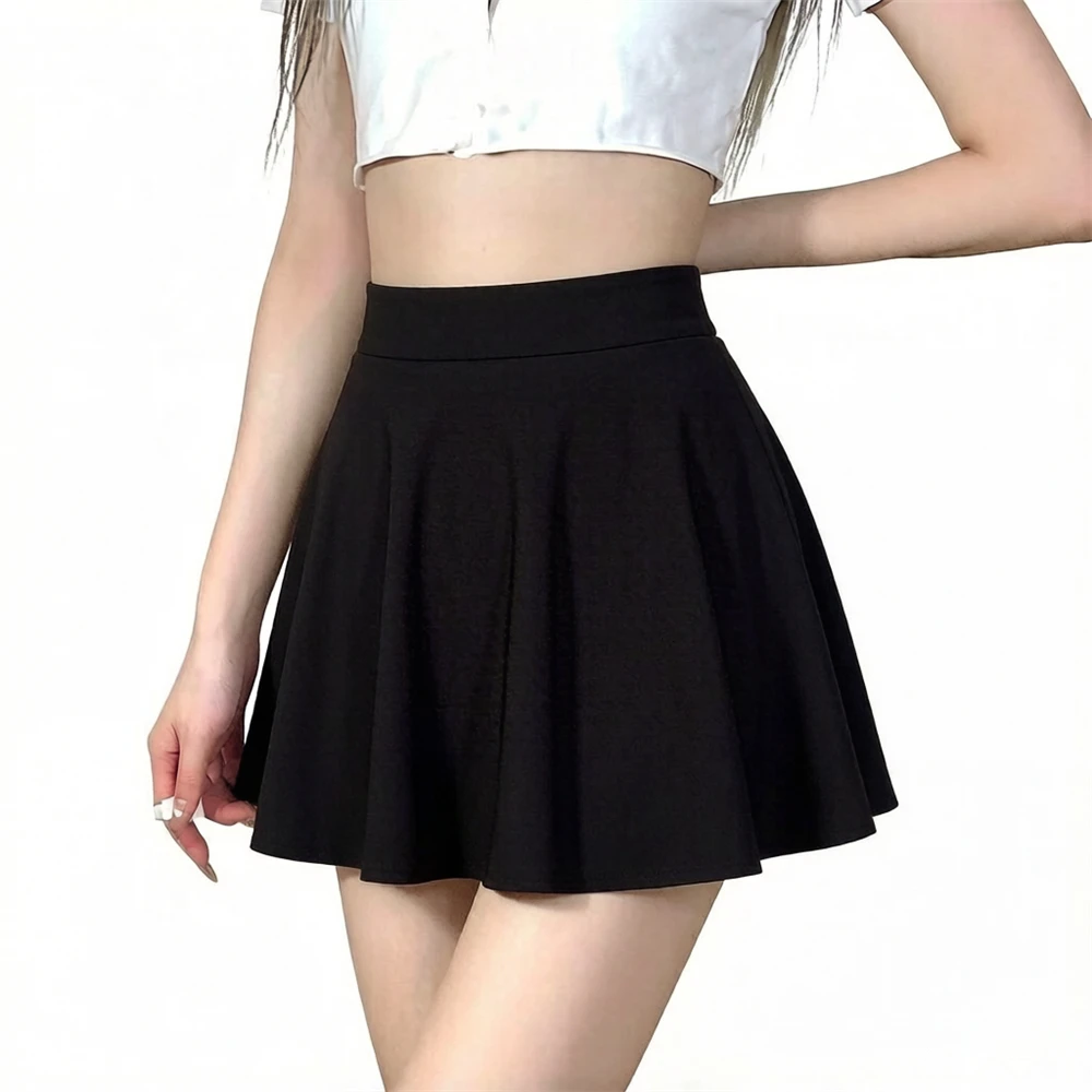Summer Women's Skirts Fashion Sexy Mini Elastic Pleated Sun Skirts For School Girl Uniform Korean Black High Waist Tennis Skirts