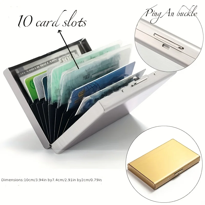 Customized Name/Logo Card Holder Wallet Minimalist Slim Metal RFID Blocking Card Protector Pop Up Credit Card Wallets for Men