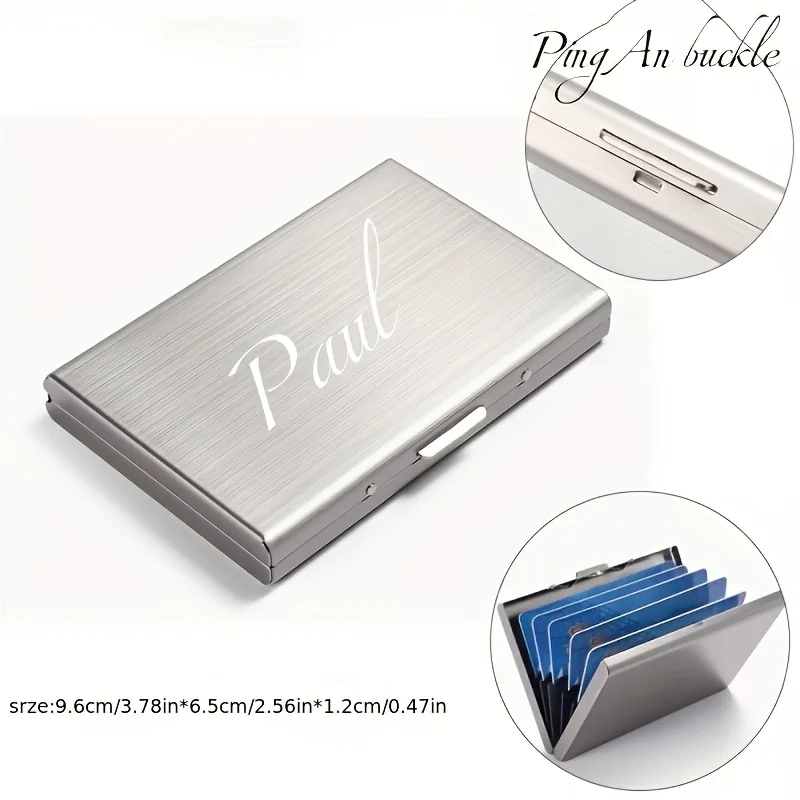 Customized Name/Logo Card Holder Wallet Minimalist Slim Metal RFID Blocking Card Protector Pop Up Credit Card Wallets for Men