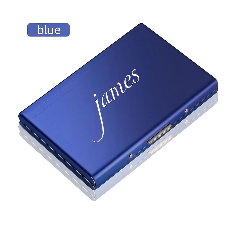 Customized Name/Logo Card Holder Wallet Minimalist Slim Metal RFID Blocking Card Protector Pop Up Credit Card Wallets for Men