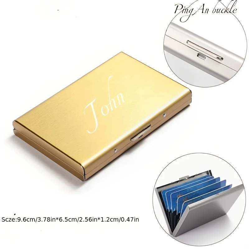 Customized Name/Logo Card Holder Wallet Minimalist Slim Metal RFID Blocking Card Protector Pop Up Credit Card Wallets for Men