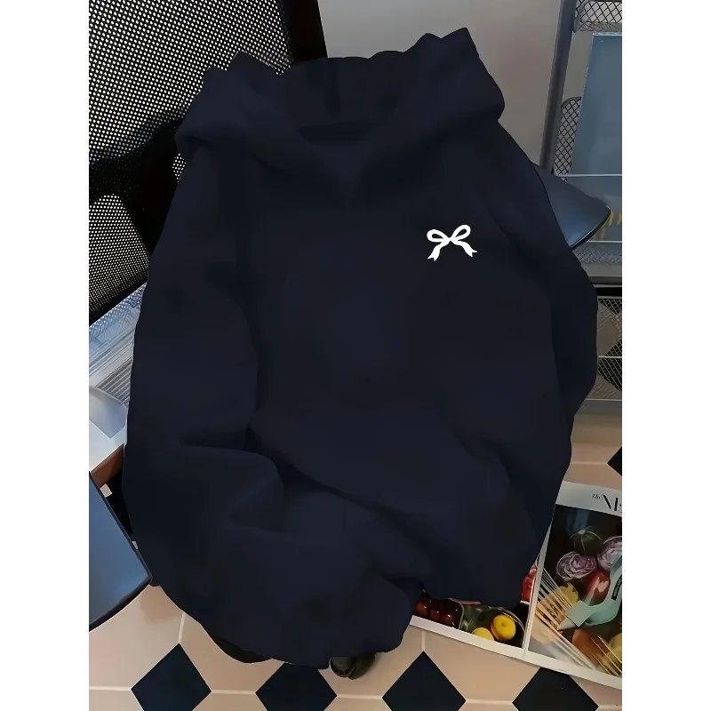 Fashionable bow print hooded sweatshirt men's comfortable loose sweatshirt fashionable casual hip-hop sweatshirt Harajuku