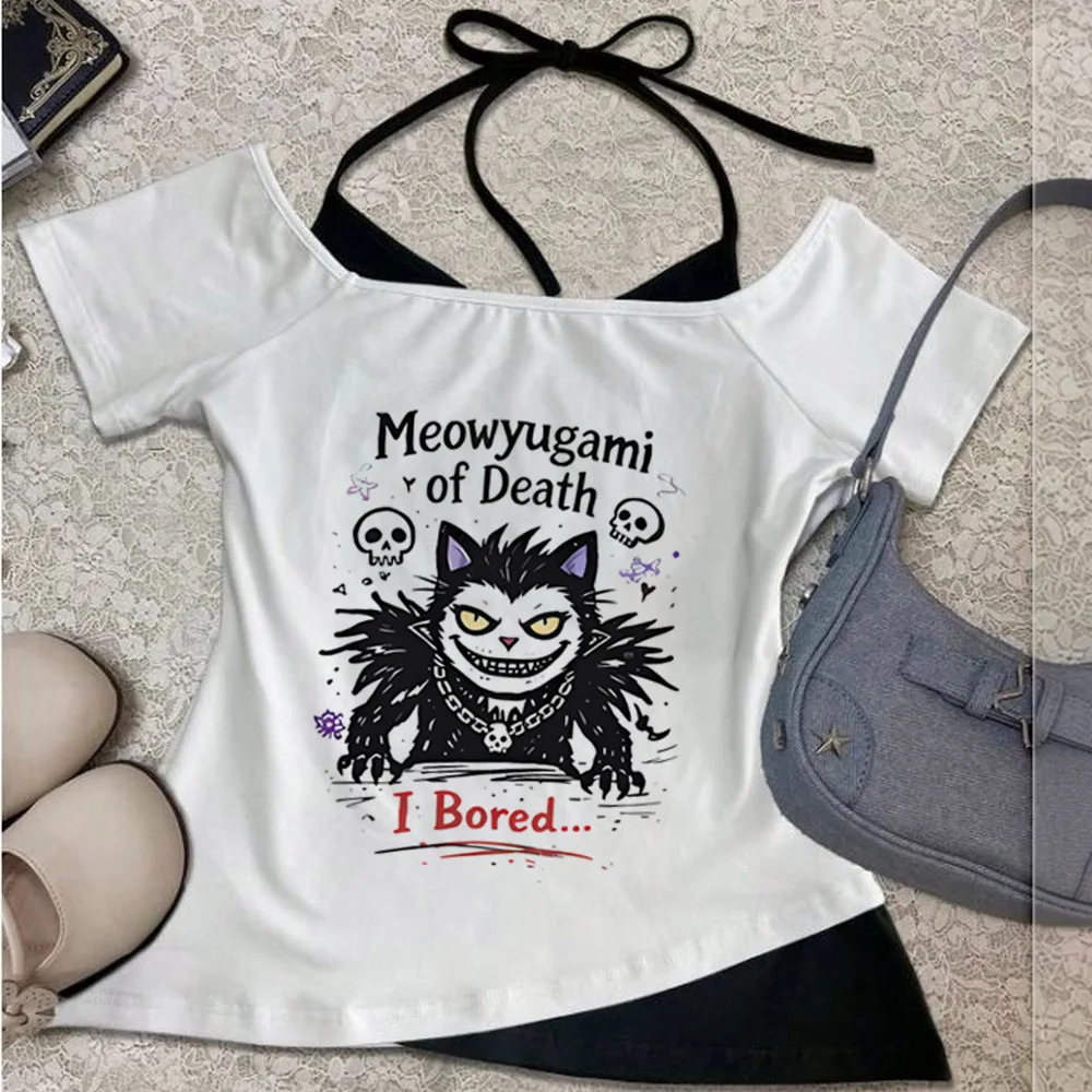 Death Note crop top women goth cutecore gothic 2000s scene tshirt kawaii streetwear anime cheap cute