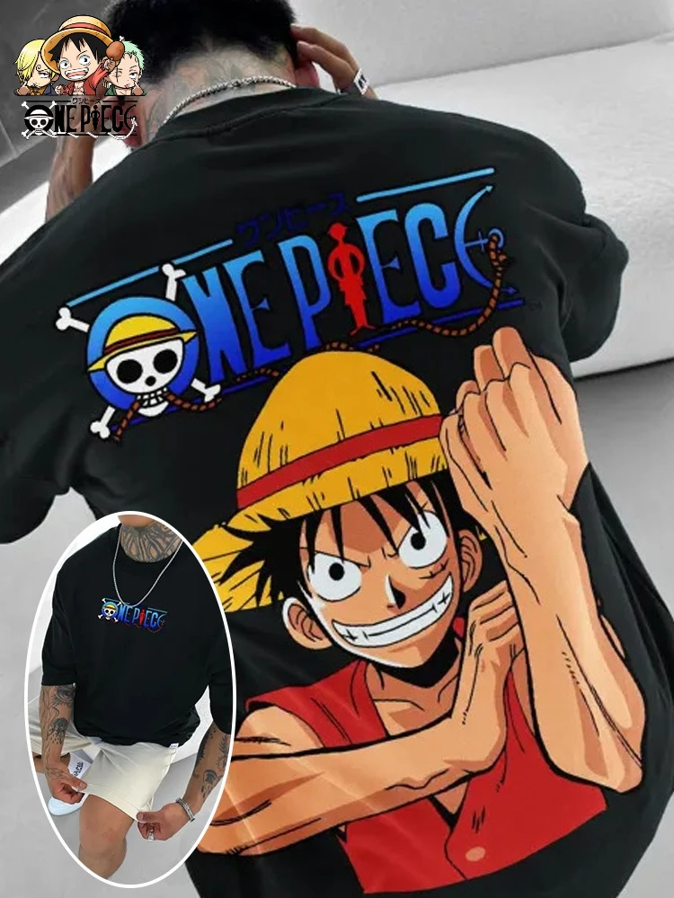 2026 New One Piece Luffy Zoro Graphic Print T-shirt Short Sleeve T-shirt Men's and Women's T-shirt Men's Top Summer