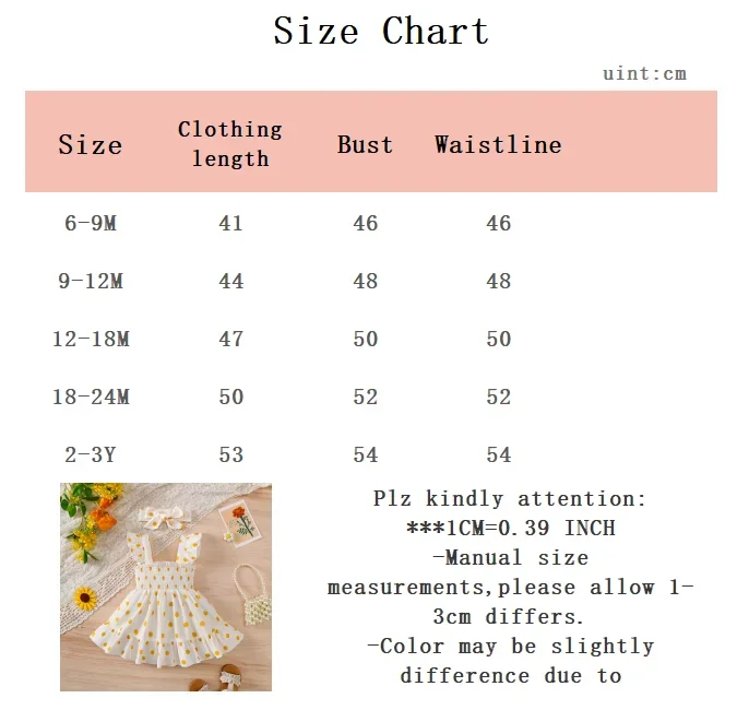 2PCS Dress Clothes Set Baby Girl Little Bee Printed Camisole Dress+Headband Summer Fashion Cute Wear for Infant Girl 0-3 Years