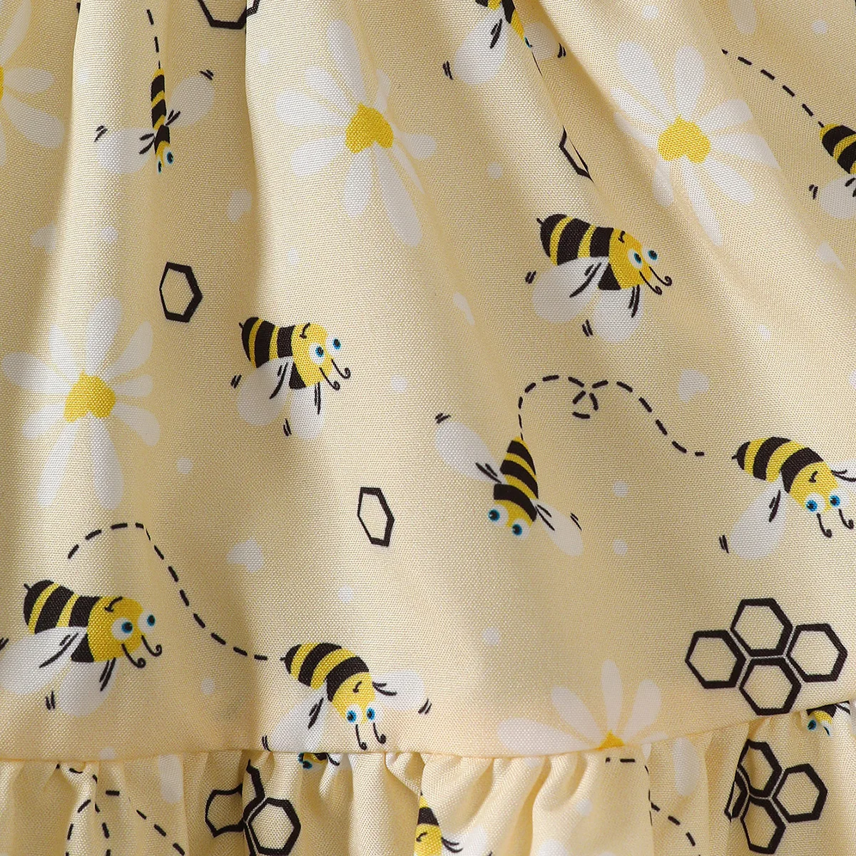 2PCS Dress Clothes Set Baby Girl Little Bee Printed Camisole Dress+Headband Summer Fashion Cute Wear for Infant Girl 0-3 Years