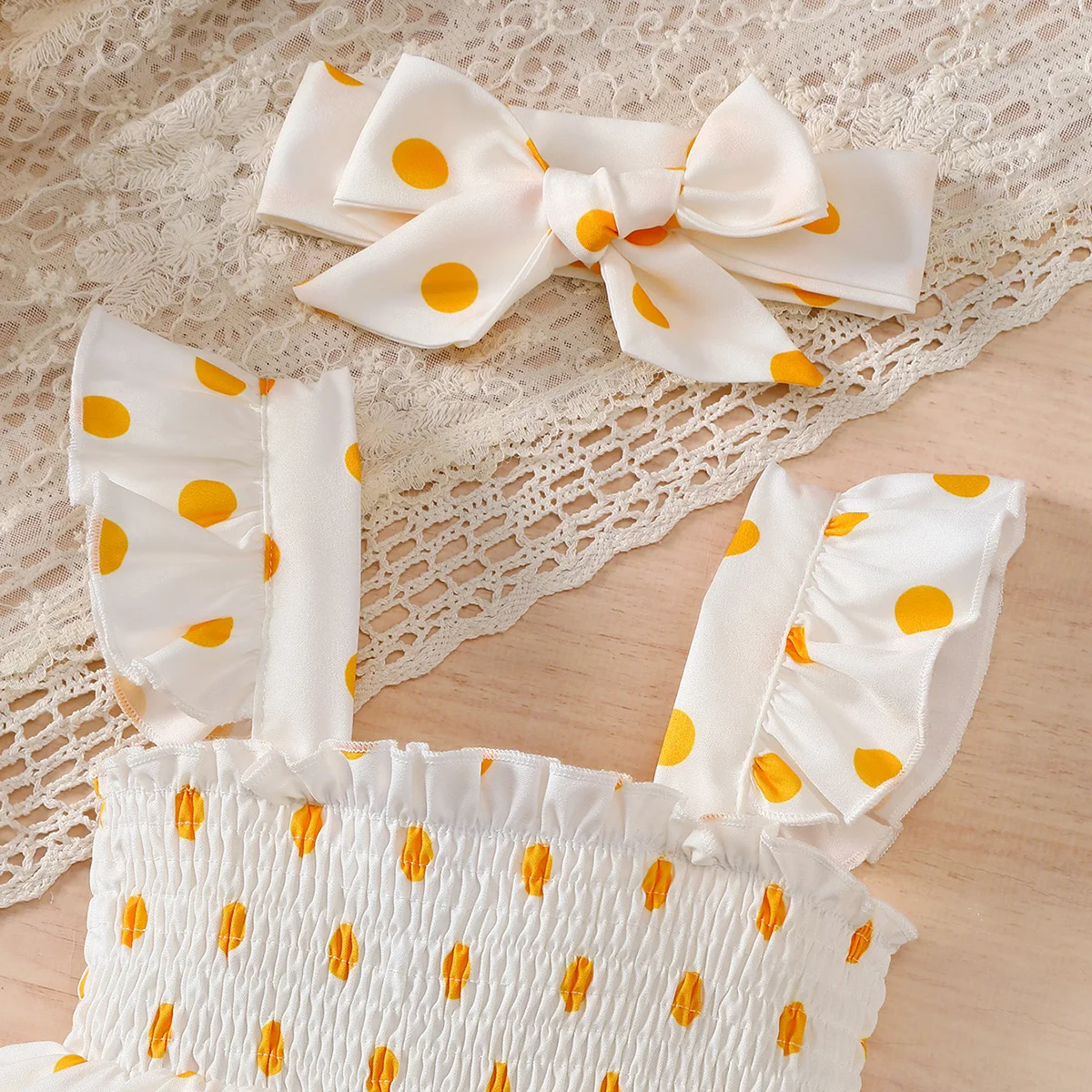 2PCS Dress Clothes Set Baby Girl Little Bee Printed Camisole Dress+Headband Summer Fashion Cute Wear for Infant Girl 0-3 Years