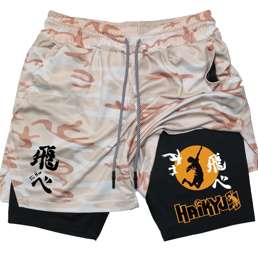 Anime Volleyball Shorts Quick-Drying Fitness High-Performance Shorts Men Sports Exercise Training Bodybuilding Gym Shorts M-3XL