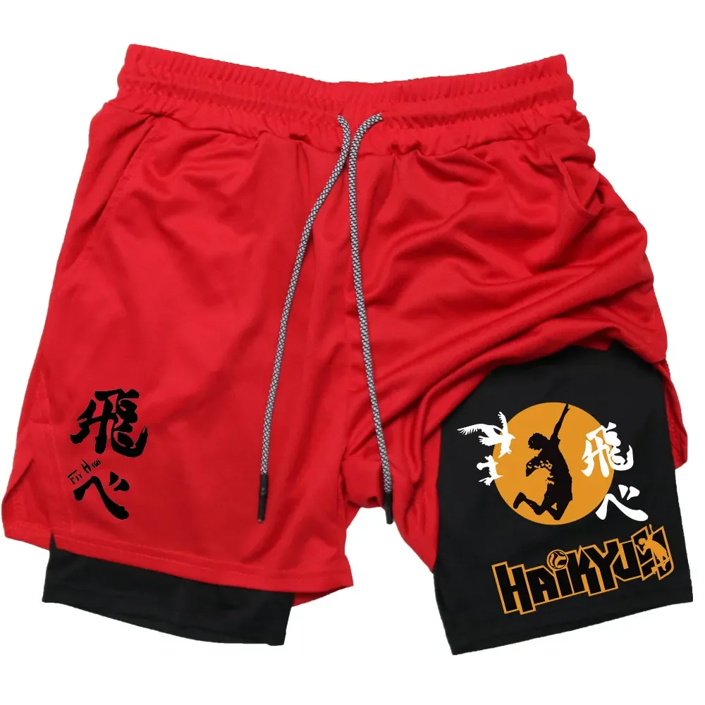 Anime Volleyball Shorts Quick-Drying Fitness High-Performance Shorts Men Sports Exercise Training Bodybuilding Gym Shorts M-3XL
