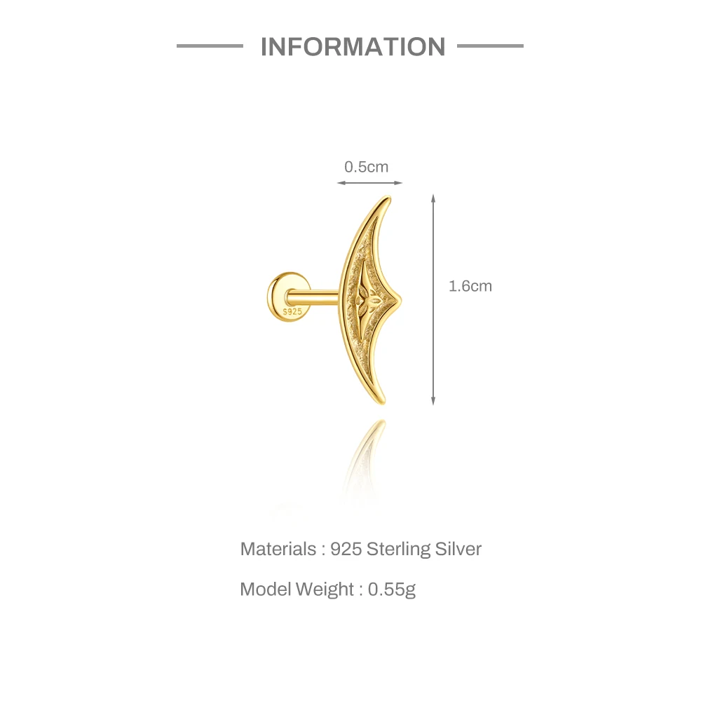 CANNER 925 Sterling Silver Hollow Lotus Flower Crown Flat Back Internal Thread Piercing Earring For Women INS Dainty Luxury