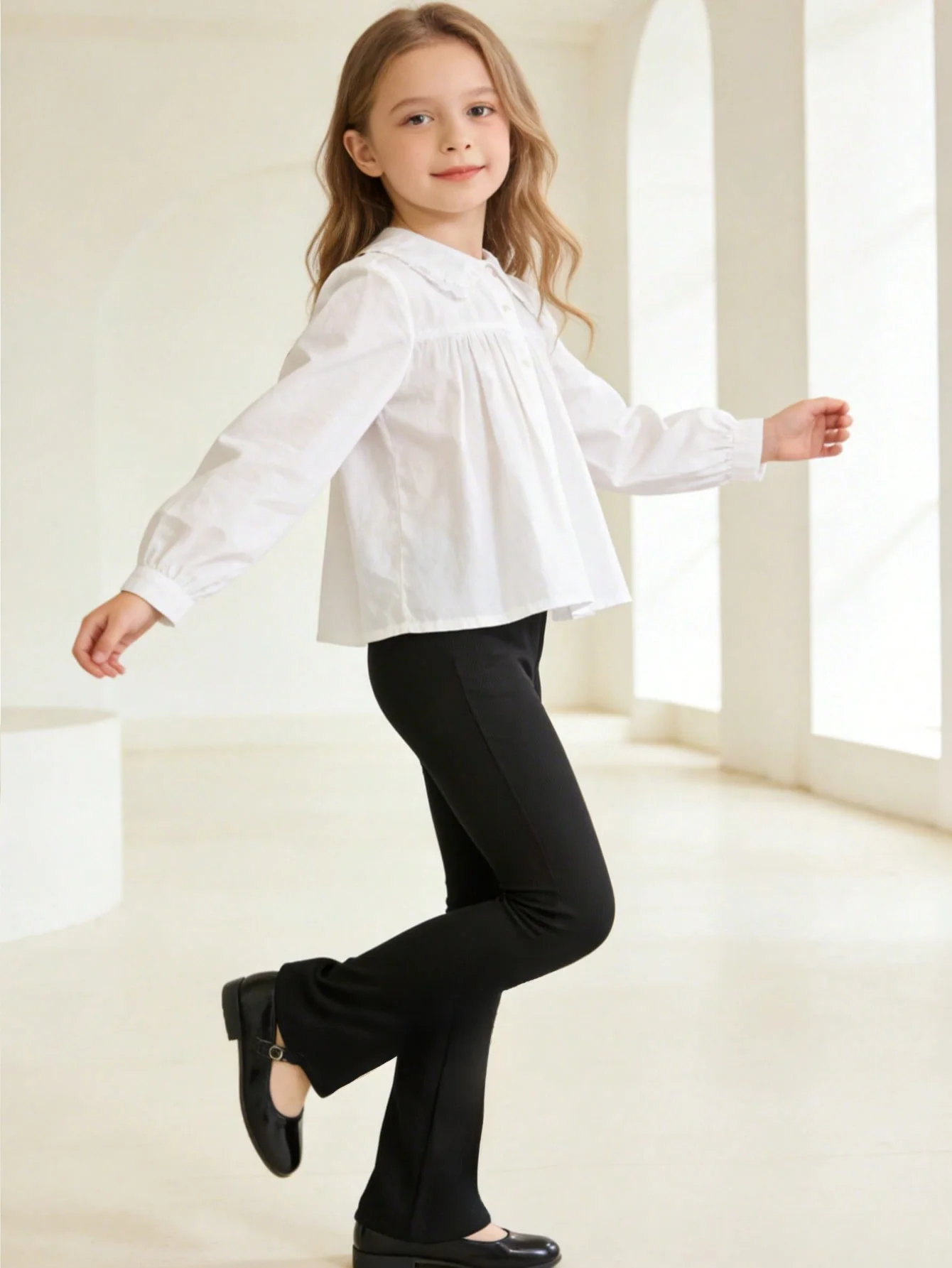 1Pcs Kids Fashionable Black Striped Flared Pants for Spring and Autumn Comfort Soft Leggings for Girls Aged 2-10Y for Daily Wear